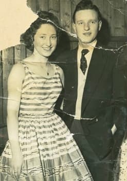 Original torn and creased photograph of a couple
